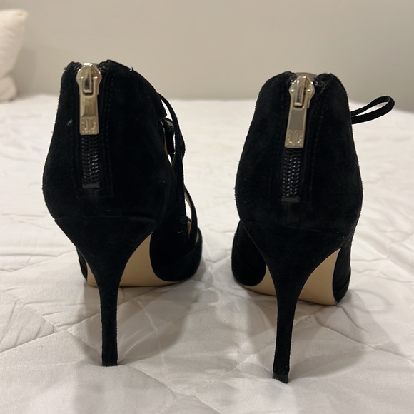 Ivanka Trump Suede Black Tie-Up Heels - Picture 3 of 4
